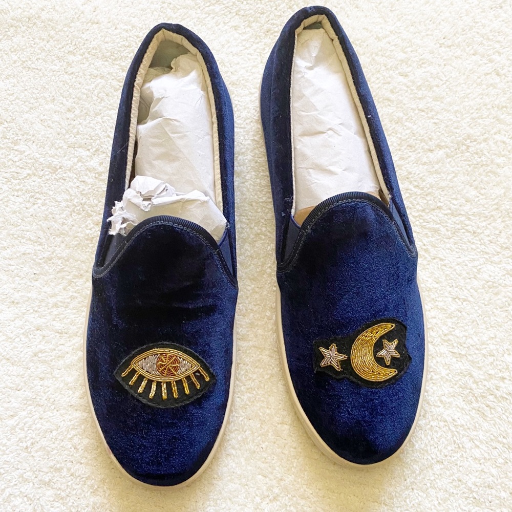 {Soludos} Embroidered Celestial Velvet Slip-On Sneakers
